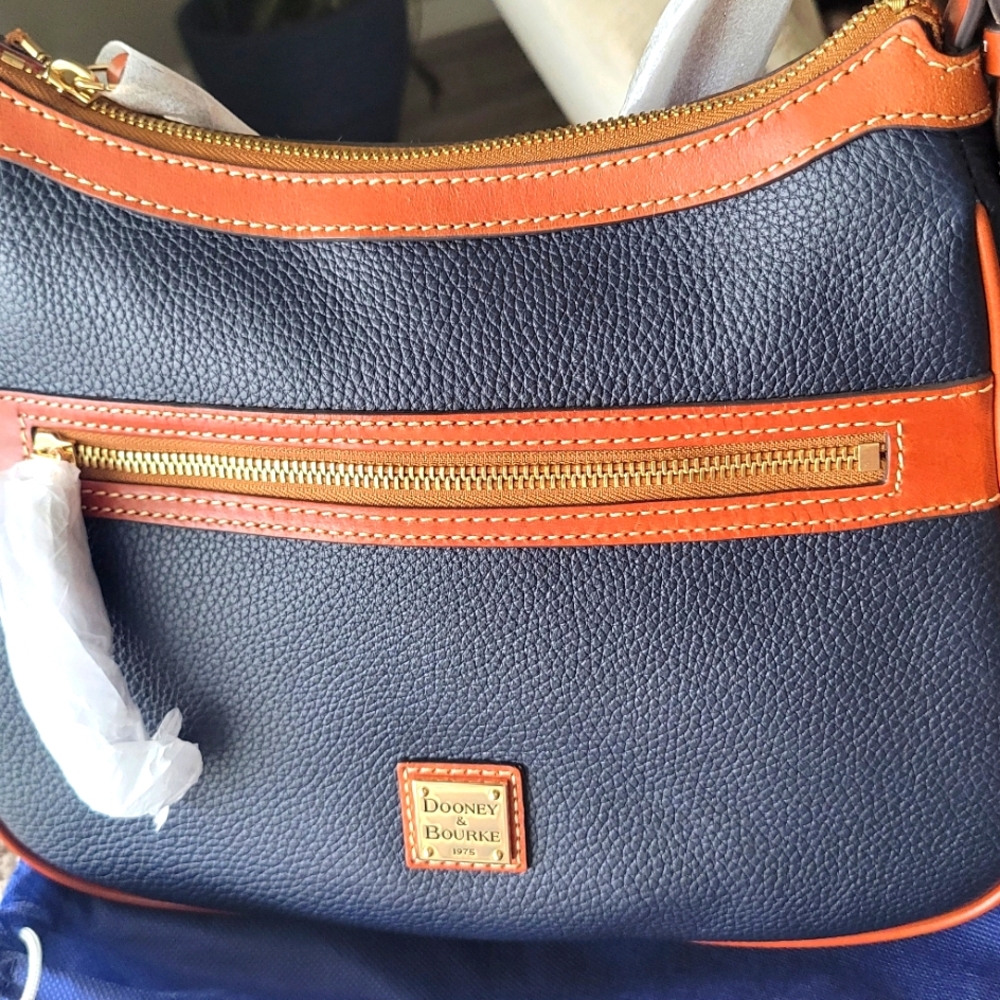 Dooney & Bourke Navy and Tan Crossbody Bag - Picture 5 of 13